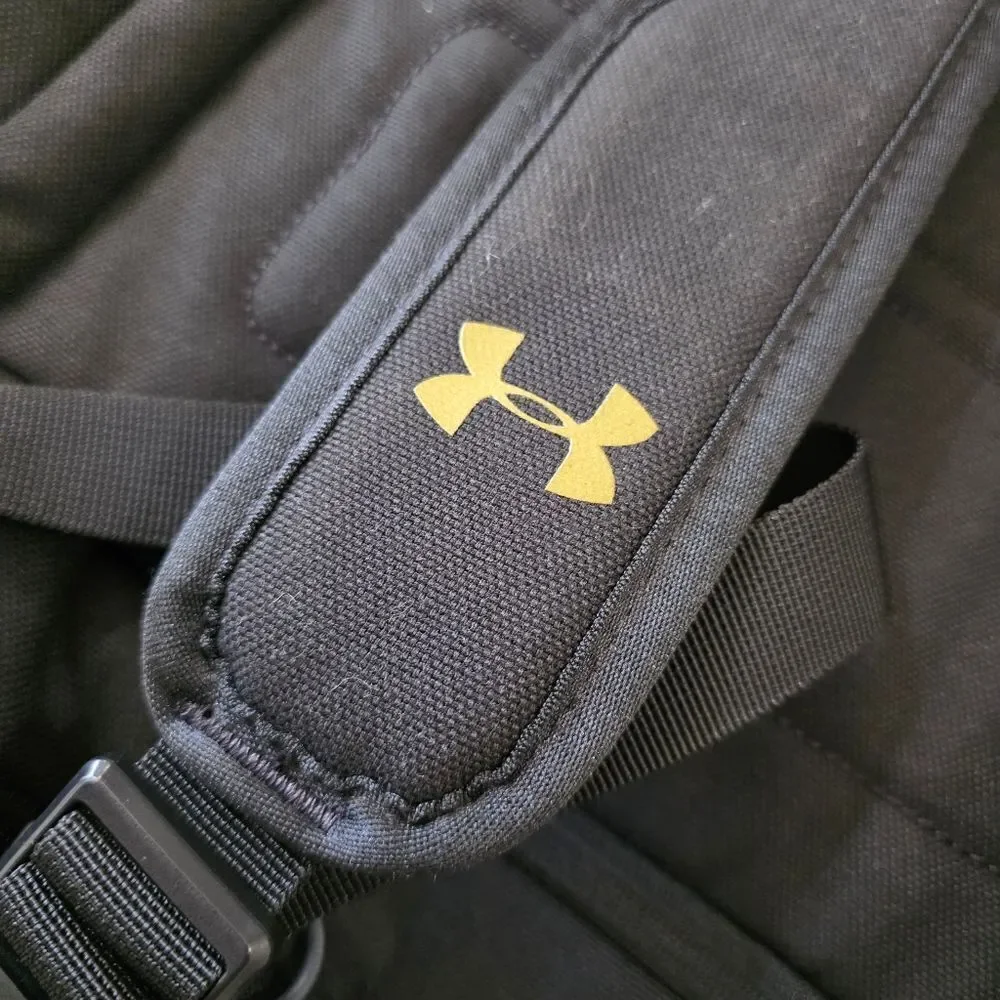 UA Under Armour Project Rock Duffle Backpack Bag Black Gold Gym New 1376459-002